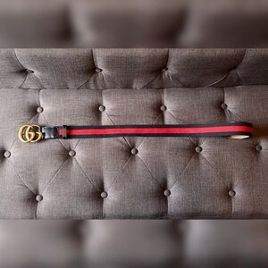 (SOLD) Gucci Belt Web Navy and Red